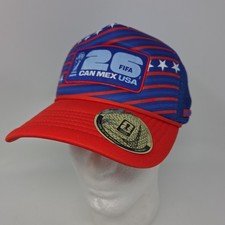 FIFA 26 CAN MEX USA Blue/Red Mesh Trucker Hat Cap Stars Design