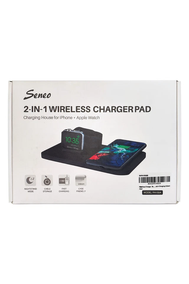 Seneo 2 en 1 Doble Almohadilla de Carga Inalámbrica Soporte Base de Reloj para iPhone iWatch Foto 2 de 3