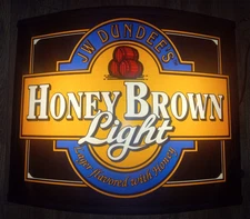 Vintage Double Sided, Light Up, Honey Brown Light Beer Sign, Hanging