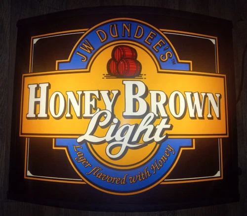 Vintage Double Sided, Light Up, Honey Brown Light Beer Sign, Hanging