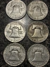 Lot of (6) Franklin Half Dollar 90% silver