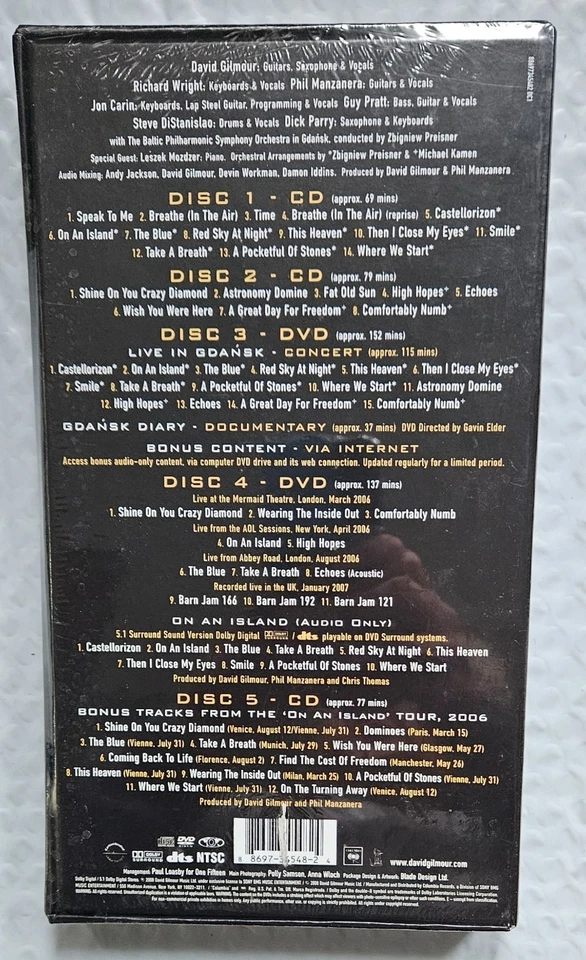 David Gilmour,  Live In Gdansk  Exclusive Rare 5-Disc 3 CD/2 DVD, Sealed w/Slash - Image 2 of 2