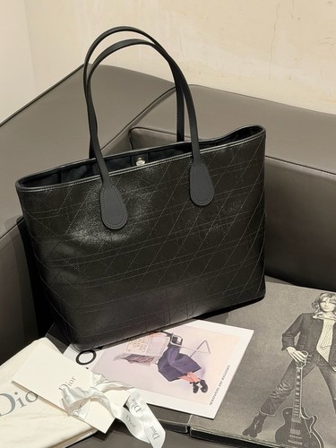 Dior Panarea Large Black Cannage Stitched Coated Canvas Tote Bag Duty Paid