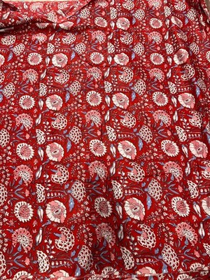 25 Yard Hand Block Print Handmade Cotton Indian Natural Sanganeri Printed Fabric