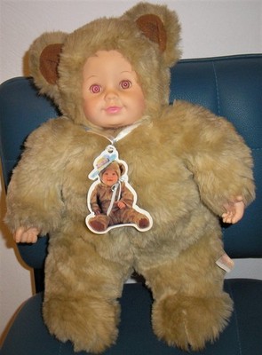 XL Anne Geddes Baby Bär 38cm Plüsch Künstlerpuppe Stofftier 1997 hellbraun