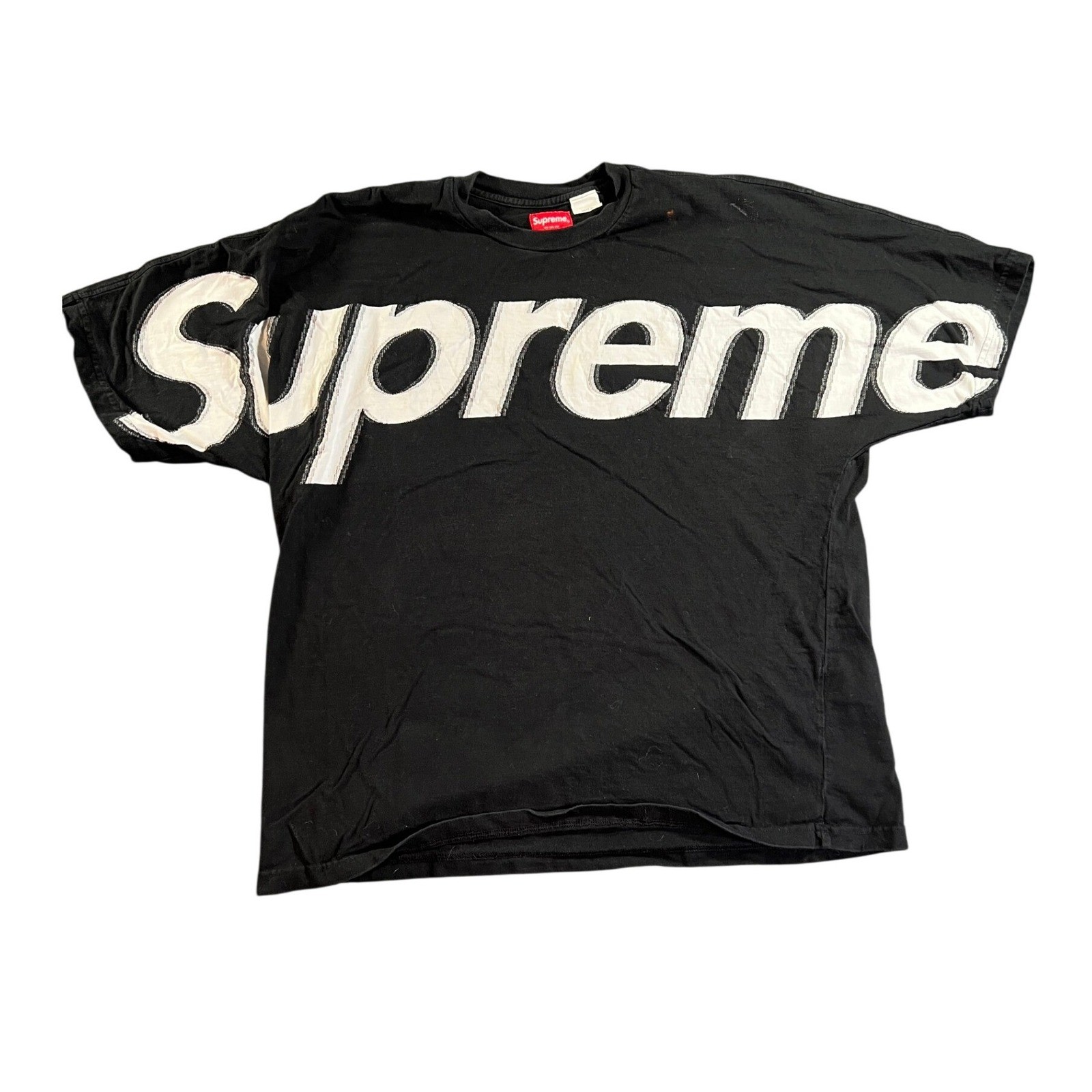 Supreme Intarsia S/S Top Logo T-Shirt Mens Large Black Short Sleeve Graphic Tee