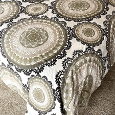 Copripiumino matrimoniale completo Ikea Lyckoax panna kaki beige nero mandala medaglioni