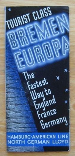 BREMEN / EUROPA (North German Lloyd) Tourist Class INTERIOR Brochure 1935