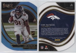 2020 Panini Select Field Level Light Blue Prizm Die-Cut Tim Patrick Rookie RC