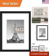 Versatile Matted Picture Frame - 9x12 for Homes  Offices, Protective Packaging