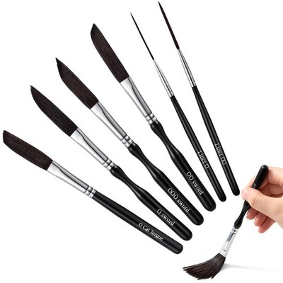 6 Pieces Pinstriping Brush Set, Mixed Squirrel & Goat Hair, Professional Deta...