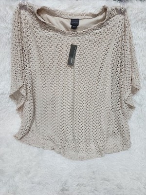 Covington Pumice Stone Circle Top Lace Knit Overlay Size 2X