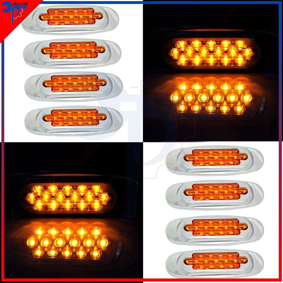 8 peças luz indicadora lateral LED amarela 6,5" 1982-2017 para Audi BMW Aston Martin 12V - Imagem 4 de 4