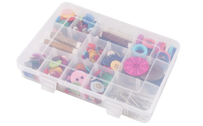 18 Grids Plastic Organizer Box with Dividers Clear Compartment Container Storage