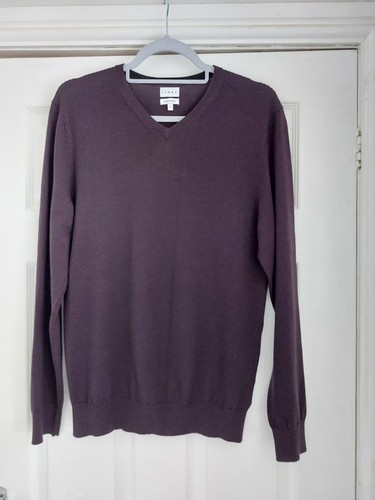 Linea Mens Luxury Merino Wool Jumper Size S Dark Purple - Picture 3 of 9