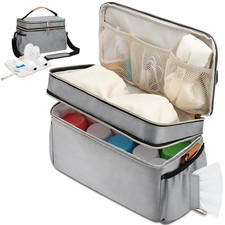 Breastmilk Cooler Bag w/ 6 Ice Packs, Wearable Breast Pump Bag, Travel Tote