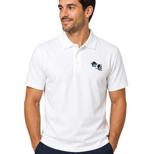 Men Bowls Polo Shirt White Short Sleeve Lawn Bowling Polo with Embroidered Logo