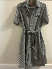 Tory Burch Polka Dot Belted Shirt Dress Black White Button Collared Size 6