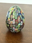 Murano Art Glass Close Packed Millefiori Satin Egg Shaped Paperweight