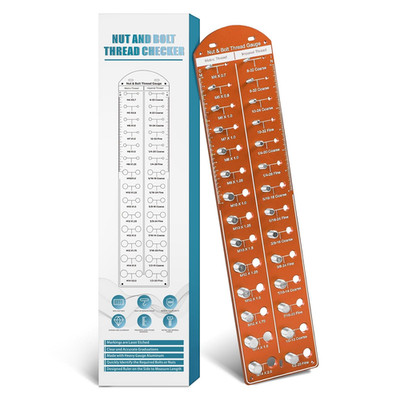 28 Nut and Bolt Thread Checker with 14 Metric and 14 Standard Sizes, 6601 Alumin