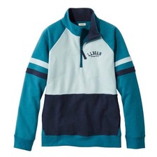 LL Bean Women's Blue 1912 Sweatshirt 1/4 Colorblock Pullover Size MEDIUM