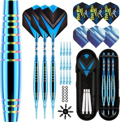 3er Softdarts Dartpfeile mit Kunststoffspitze, Aluminium, Blue Profi - E-Dart