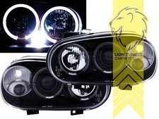 LED Angel Eyes Scheinwerfer für VW Golf 4 Limousine Variant Cabrio schwarz