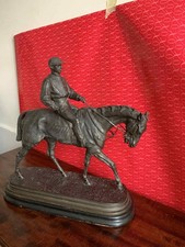 Signed Bronze Recast Sculpture Statue of Bonheur’s  “Jockey a Cheval”, Height 18