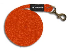 Orange Horse Lead Rope USA Made - 8' / Heavy Duty Brass Snap - FREE SHPG!