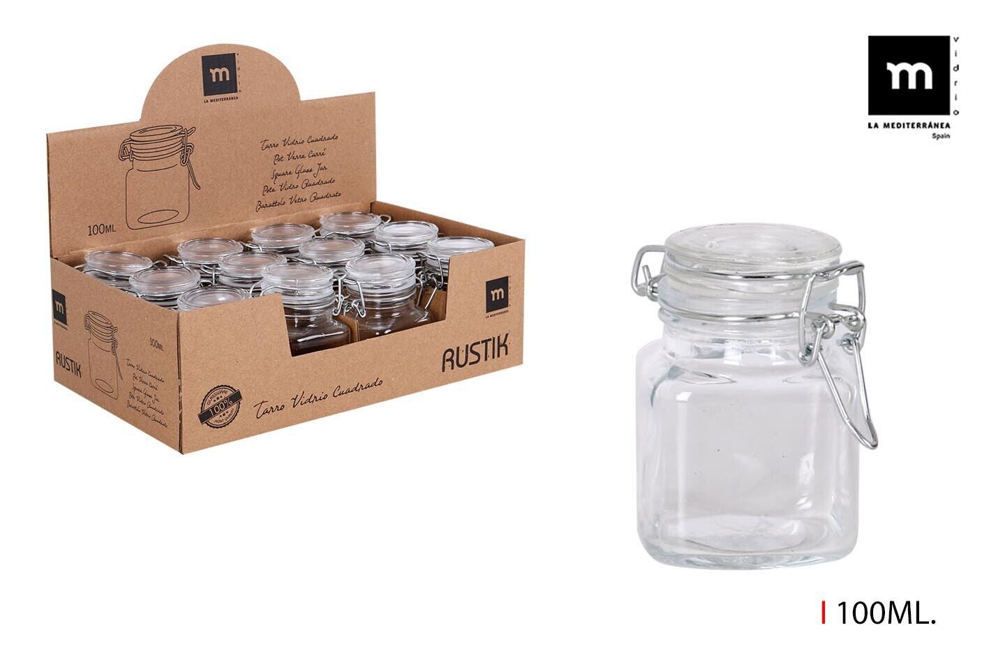 Set of 12 SQUARE glass Jars Top storage kitch Rapid rise Miami Mall Clip Airtight Mini