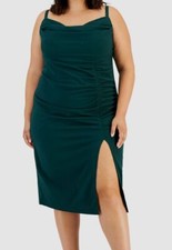 Emerald Sundae Women's Green Scuba Crepe Draped Sweetheart Dress Plus Size 20