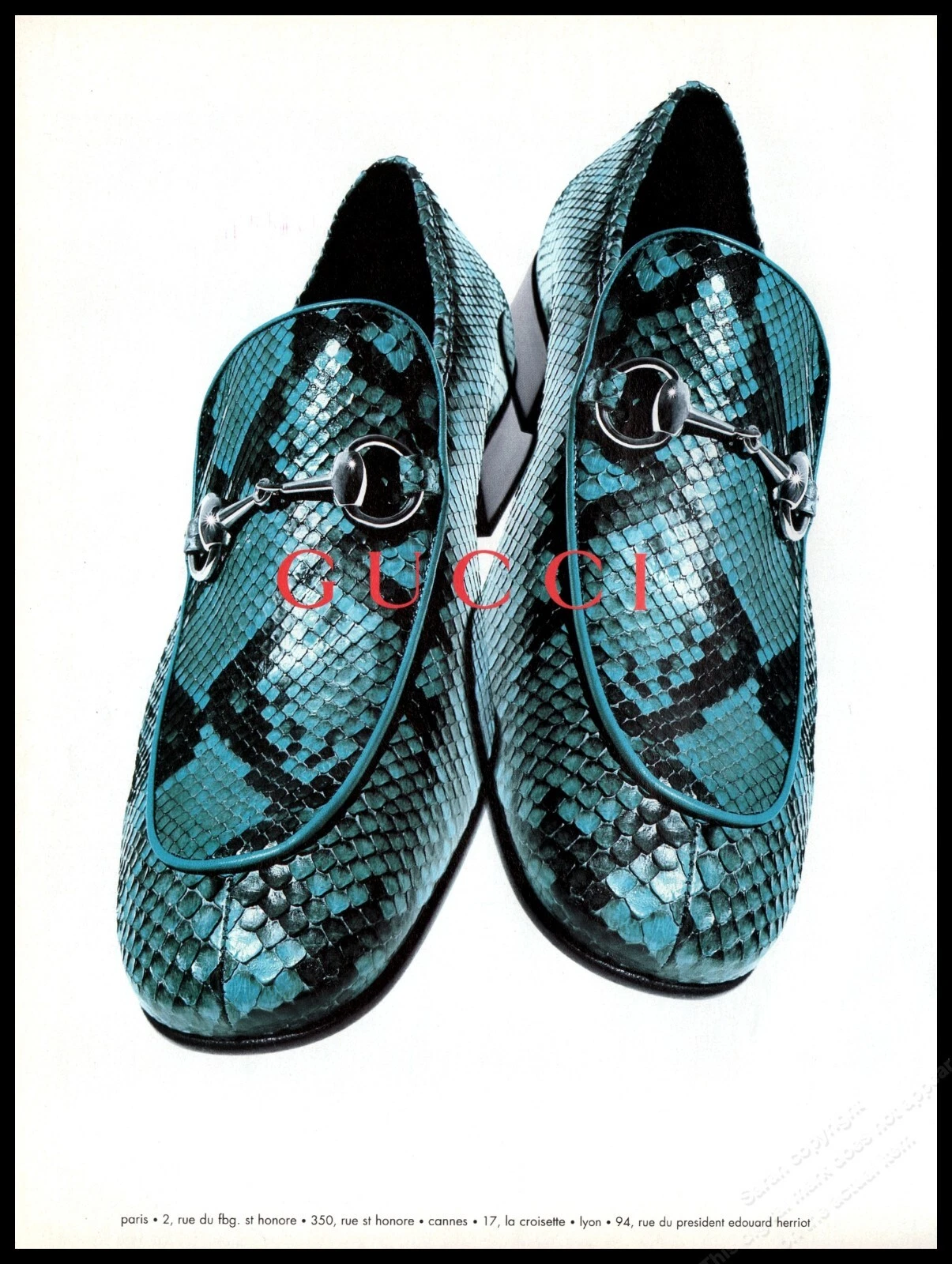 1990 Gucci Footwear Magazine publicité imprimée chaussures à la mode femmes  1 pg