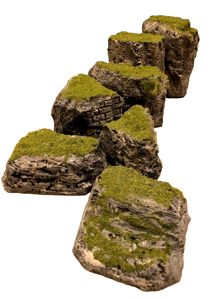 MOSSY MODULAR HILLS--JUEGO PINTADO DE 7 ACANTILADOS--MESA WARGAMING TERRENO D&D Foto 2 de 4