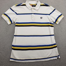 Chaps Shirt Mens Small White Striped Short Sleeve Classicore Preppy Polo