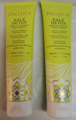 2x Pacifica Kale Detox Deep Cleaning Face Wash 100% Vegan Oily Skin 5oz Regular