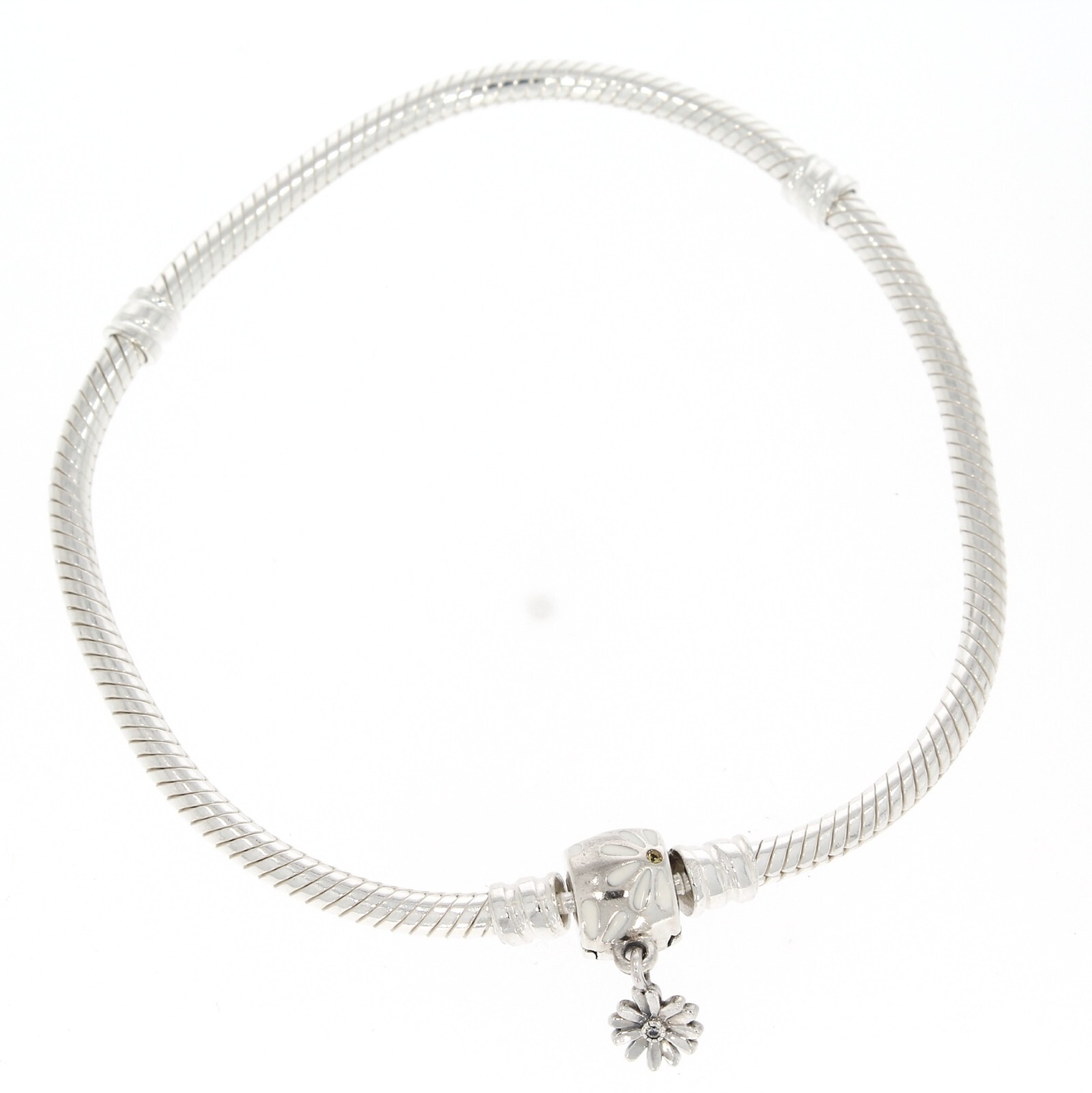 GENUINE PANDORA Moments Daisy Flower Clasp Snake Chain Bracelet ...