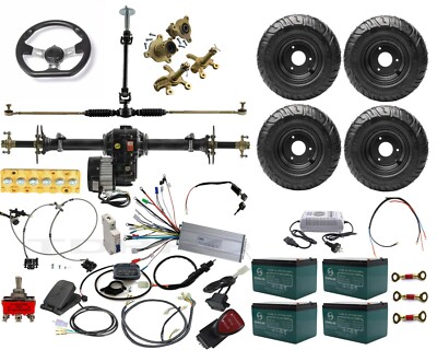 30'' Go Kart Rear Axle Kit 48V 1000W Differential Motor Wheels Go Cart E ATV Quad