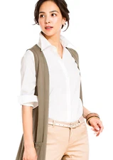 LEONIS Women's 100% Fine Cotton Long Sleeve Classic Fit Shirt White