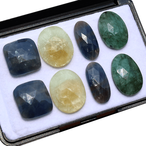 8 piezas\ 4 pares de piedras preciosas de corte rosa esmeralda y zafiro natural de Madagascar 23 mm-34 mm