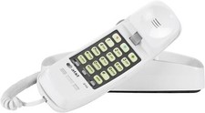 AT T 210 White Trimline Corded Phone Wall Mountable, Lighted Keypad Speed Dial