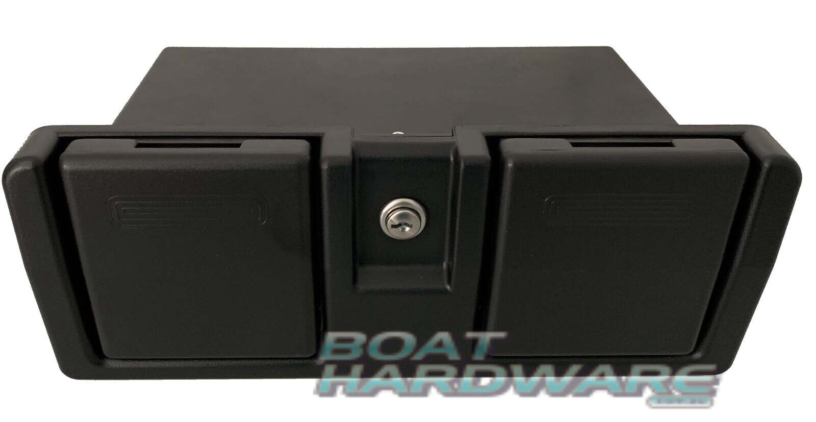 GLOVE BOX STORAGE with folding Drink Holders RECESSED BOAT COMPARTMENT
