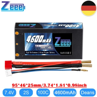Zeee 2S Short Lipo Batería 7.4V 100C 4600mAh 4mm Bola a T Enchufe para Coche RC