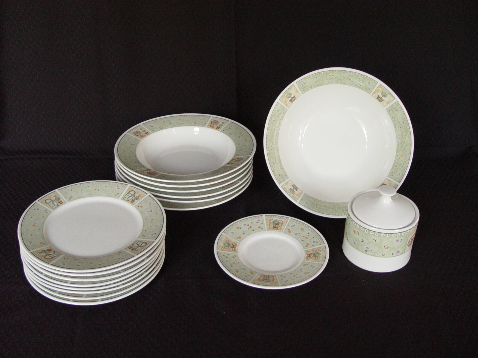 17 SALAD PLATES BOWLS SALAD PLATE SUGAR BOWL SAUCER BRANDYWINE SANGO DISHES DISH