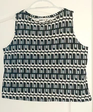 I.N. STUDIO 3X Sleeveless Top Geometric Print Blue Gray Black Metallic Sheath
