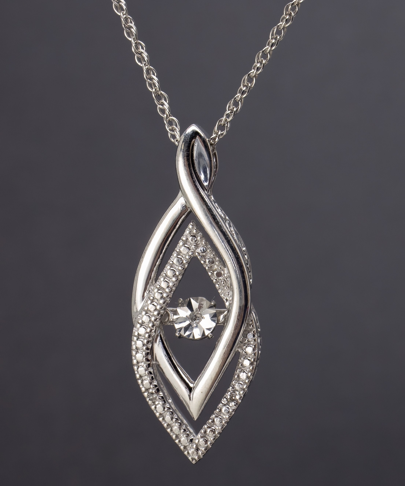 Tiny Dancing Diamond Kinetic Sterling Silver Neck… - image 1