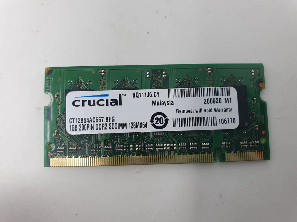 HP Compaq 6720S RAM Memory 1GB DDR2 PC2-5300s Crucial CT12864AC667.8FG - Image 2 of 4