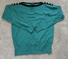 Lauren Ralph Lauren Womens' Sweater Sz L Green Cotton Boat Neck Pullover