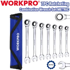 WORKPRO 7PC Ratcheting Combination Wrench Set 72 Teeth Combo Ratchet Wrench