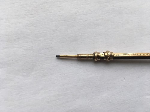 C1870s-90s VINTAGE 9ct GOLD&RUBY GLASS ENDED SMALL PROPELLING PENCIL - Picture 6 of 6