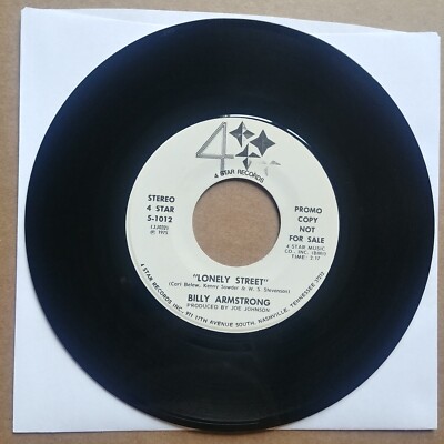 BILLY ARMSTRONG Lonely Street DJ PROMO 45 7'' COUNTRY Vinyl Record Records